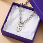 Load image into Gallery viewer, Paperclip Heart Letter Initial Choker Necklace