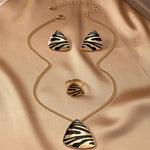 Load image into Gallery viewer, Geometric Leopard Print Necklace, Ring, Earrings Set