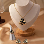 Load image into Gallery viewer, Geometric Leopard Print Necklace, Ring, Earrings Set