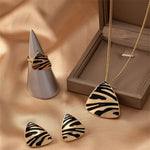 Load image into Gallery viewer, Geometric Leopard Print Necklace, Ring, Earrings Set