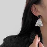 Load image into Gallery viewer, Geometric Textured Black and White Earrings