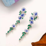 Load image into Gallery viewer, Glossy Blue Floral Dangling Earrings