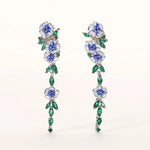 Load image into Gallery viewer, Glossy Blue Floral Dangling Earrings