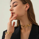 Load image into Gallery viewer, Gold Wavy Statement Bracelet and Necklace