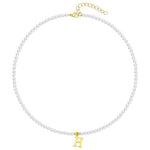 Load image into Gallery viewer, Elegant Gold Accented Pearl Letter Initial Necklace