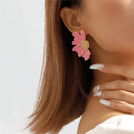 Load image into Gallery viewer, Half Flower Enamel Earrings