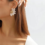Load image into Gallery viewer, Half Flower Enamel Earrings