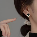 Load image into Gallery viewer, Geometric Stud Earrings Black Zirconia Earrings