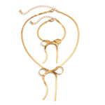 Load image into Gallery viewer, Herringbone Chain Bow Necklace and Bracelet Set