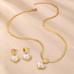 Load image into Gallery viewer, Herringbone Love Heart Necklace and Earrings Set