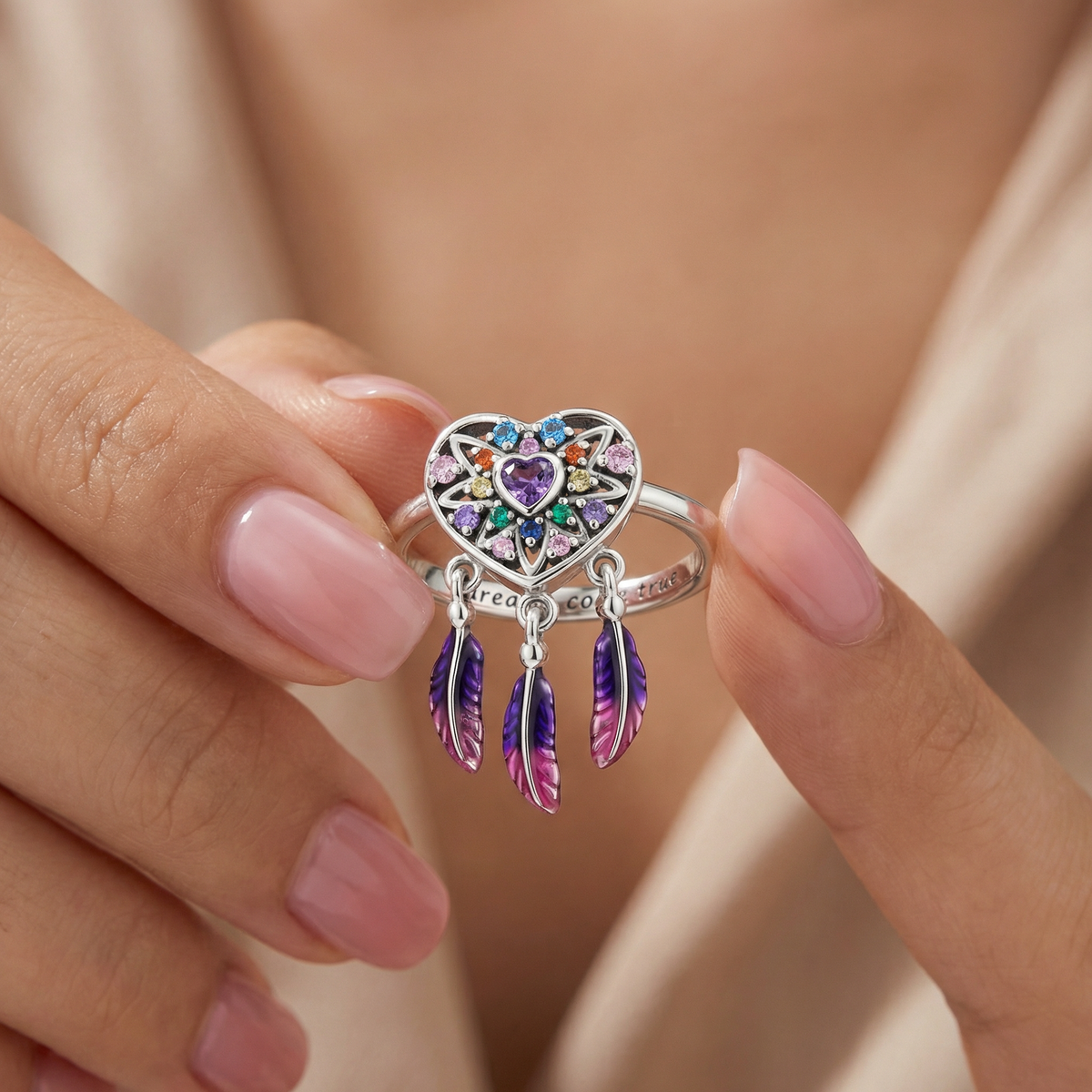 Dream catcher message ring