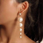 Load image into Gallery viewer, Waterfall Pearl Earrings Long Pearl Earrings