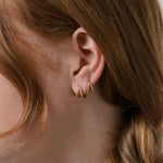 Load image into Gallery viewer, Duo Pave Hoop Diamond Inlay Hoop Earrings