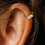 Load image into Gallery viewer, Diamond Ear Cuff Baguette Cartilage Earrings