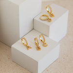 Load image into Gallery viewer, Diamond Letter Earrings Dainty Huggie Earrings