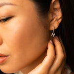 Load image into Gallery viewer, Diamond Letter Earrings Dainty Huggie Earrings