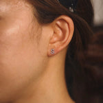 Load image into Gallery viewer, CZ Silver Initial Earrings Dainty Stud Earrings