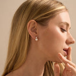 Load image into Gallery viewer, Pearl Stud Earrings Dainty CZ Earrings