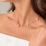Load image into Gallery viewer, Gold and Pearl Necklace Alternating Pearl and Gold Chain