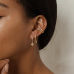 Load image into Gallery viewer, Star & Moon Earrings Inlay Rhinestone Huggies