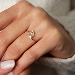 Load image into Gallery viewer, Adjustable Dainty Diamond Letter Initial Ring