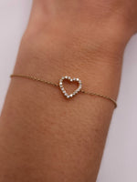 Load image into Gallery viewer, Gold Open Heart Bracelet