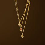 Load image into Gallery viewer, Birthstone Rhombus Pendant Necklace