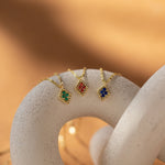 Load image into Gallery viewer, Birthstone Rhombus Pendant Necklace