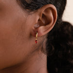 Load image into Gallery viewer, Birthstone Baguette Hoop Earrings Birthstone Huggies