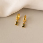 Load image into Gallery viewer, Birthstone Baguette Hoop Earrings Birthstone Huggies