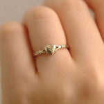 Load image into Gallery viewer, Heart Ring With Dainty Crystal Design in Gold