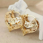 Load image into Gallery viewer, Intricate Open Heart Golden Earrings