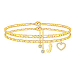 Load image into Gallery viewer, 2pc 14k Letter Initial & Diamond Heart Anklet