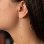 Load image into Gallery viewer, Circle Thread Earrings Long Dangle Earrings