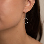 Load image into Gallery viewer, Circle Thread Earrings Long Dangle Earrings