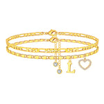Load image into Gallery viewer, 2pc 14k Letter Initial & Diamond Heart Anklet