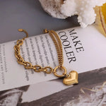 Load image into Gallery viewer, Layered Chain and Paperclip Heart Bracelet