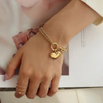 Load image into Gallery viewer, Layered Chain and Paperclip Heart Bracelet