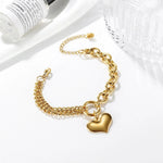 Load image into Gallery viewer, Layered Chain and Paperclip Heart Bracelet
