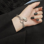 Load image into Gallery viewer, Layered Chain and Paperclip Heart Bracelet