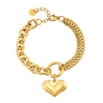 Load image into Gallery viewer, Layered Chain and Paperclip Heart Bracelet