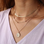 Load image into Gallery viewer, Layered Floral Pendant Herringbone & Dainty Necklaces Stack