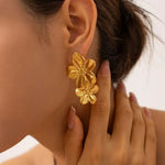 Load image into Gallery viewer, Layered Hibiscus Flower Floral Earrings