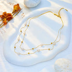 Load image into Gallery viewer, Layered Pearl Gold Beaded Necklace