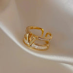 Load image into Gallery viewer, Layered "V" Diamond Ring