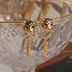 Load image into Gallery viewer, Leopard Circle Dangle Earrings