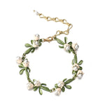 Load image into Gallery viewer, Lily of the Valley Pearl Choker Necklace, Bracelet, and Earrings Set