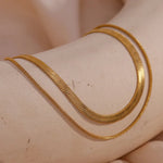 Load image into Gallery viewer, Minimal Herringbone & Dainty Snake Chain Layered Bracelet