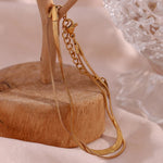 Load image into Gallery viewer, Minimal Herringbone & Dainty Snake Chain Layered Bracelet