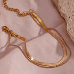 Load image into Gallery viewer, Minimal Herringbone & Dainty Snake Chain Layered Bracelet